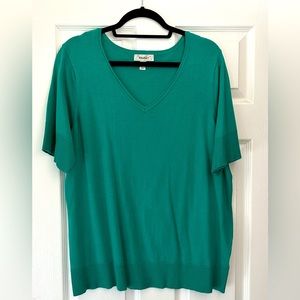 Dressbarn Green Knit Top - Cotton/Rayon/Nylon Blend - Size 1X
